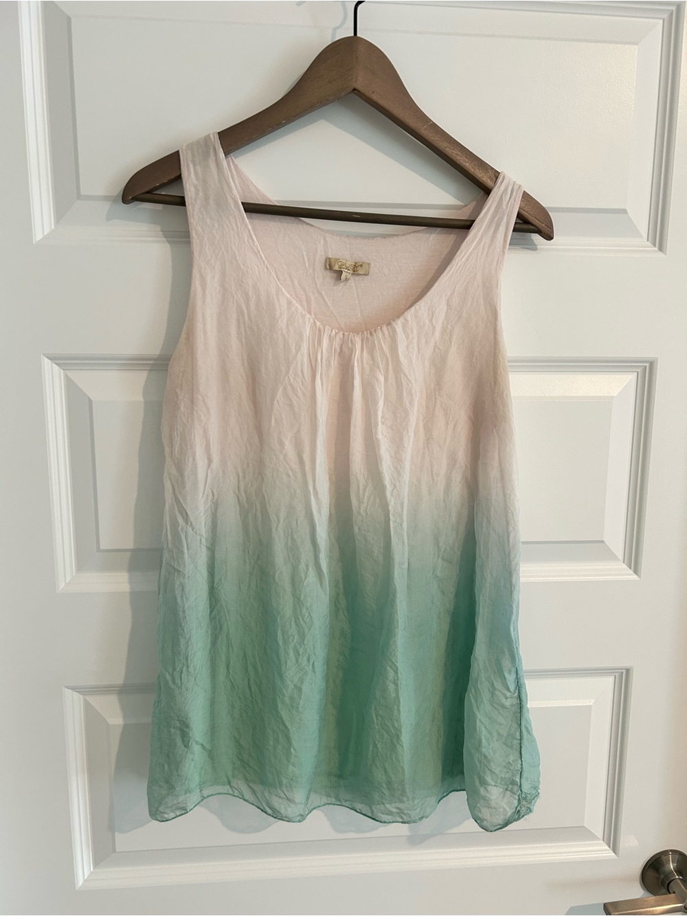 Giusy Silk Ombre Sleeveless Top Cream Green Size S
